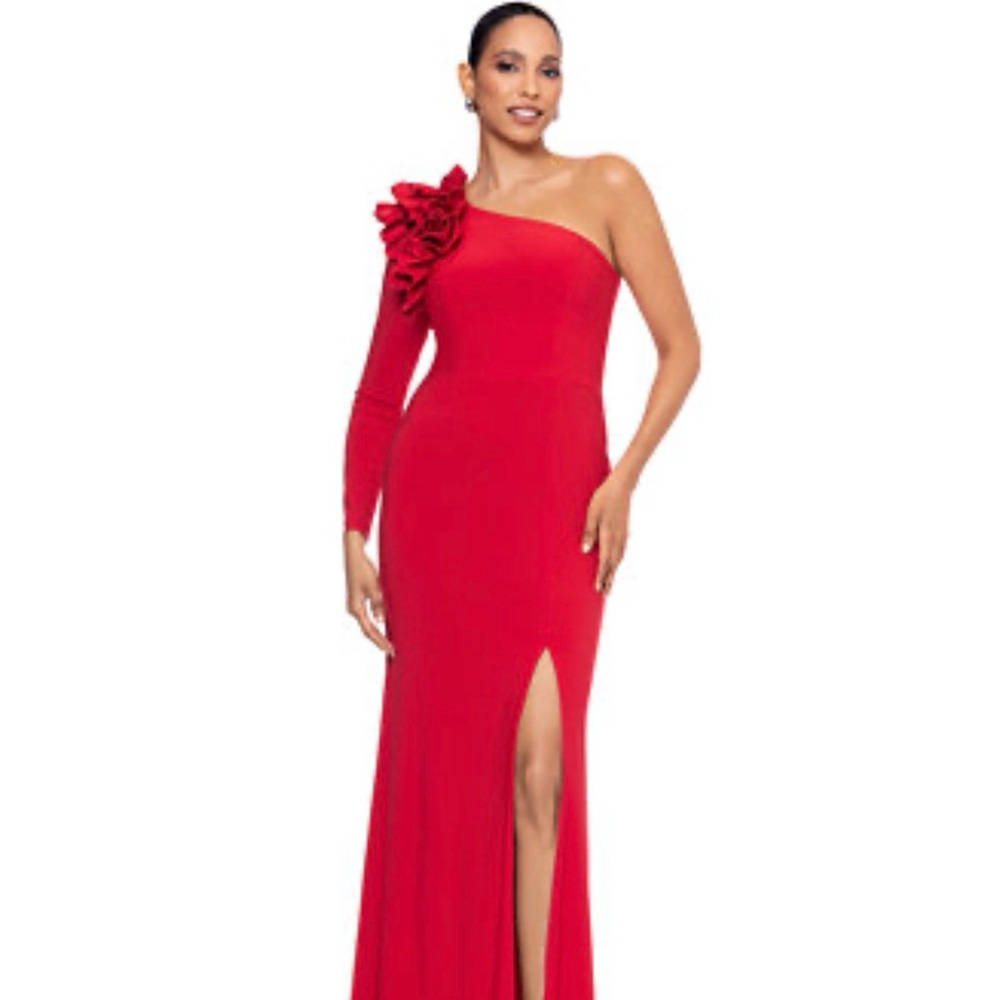 Xscape Bold Red One-Shoulder Dress